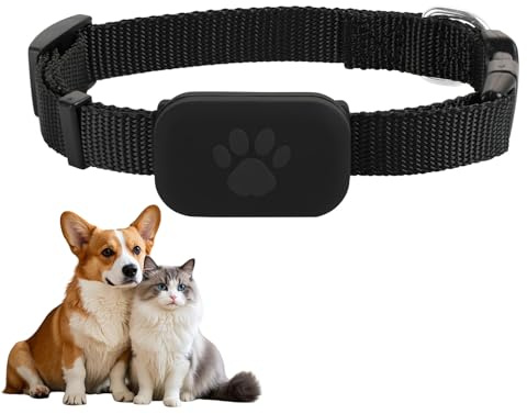 Rastreador GPS Gato Perro,Collar Ajustable,Sin Suscripción Mensual,Impermeable Bluetooth,Localización GPS,Larga Vida De La Batería, Rastreador para Animales,Compatible iOS Android (Negro)