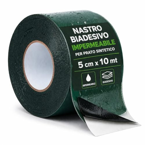 TANIASHOP Nastro Biadesivo per Prato Sintetico 5cm x 10m Banda di Giunzione Biadesiva impermeabile per Erba Artificiale ad Alta Adesione per Il Fissaggio e Il Collegamento dell'erba Artificiale