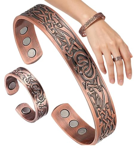 Generico Koppararmband - magnetiska blommönster kvinnor smycken - för mamma pappa flickvän fru make daglig resa