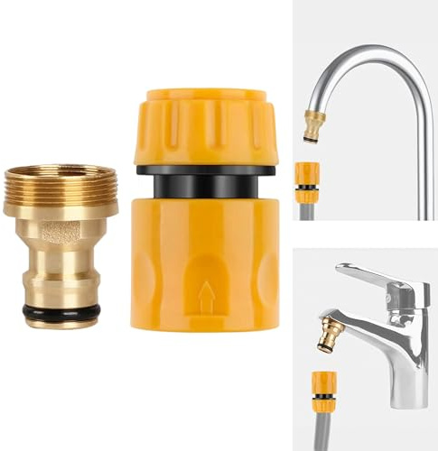 Kitchen Faucet Garden Hose Adapter, Kitchen Sink Faucet Hose Connector, and Outdoor Faucet End Quick Connector