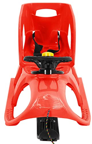 Trineo para niños con volante y asiento – Trineo de dirección robusto de plástico PP – 102,5 x 40 x 23 cm – Rojo – Noble para niños y niñas a partir de 3 años