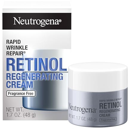 Neutrogena Rapid Wrinkle Repair Hyaluronic Acid Retinol Cream, Anti Wrinkle Cream, Face Moisturizer, Neck Cream & Dark Spot Remover for Face - Day & Night Cream with Hyaluronic Acid & Retinol, 1.7 oz