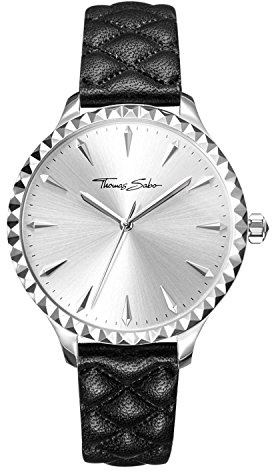 THOMAS SABO Damenuhr Rebel at Heart Women Edelstahl; Leder Schwarzes Lederarmband