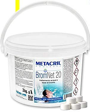 Metacril Brom Net 20, comprimés à Dissolution Lente, 20 g, pour Piscine et Jacuzzi - 5 KG