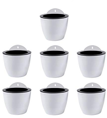 ShoppeWatch Selbstbewässernde Wand Blumentopf Hängend 7 Stück | Wandvasen für Pflanzen Blumen, Innen- und Außenbereich | Pflanzen Wand Mittelgroß, 12,7 cm PL34