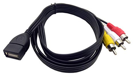 Halokny USB to 3RCA Cable, 5 Feet/1.5m USB 2.0 Female to 3 RCA Male Jack Splitter Audio Video AV Composite Adapter Cord (USB F/3RCA M)