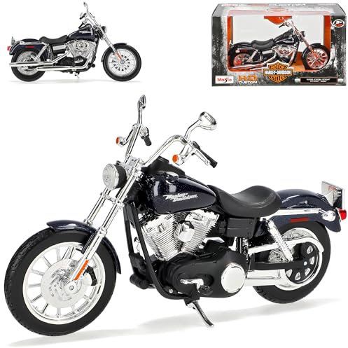 HarIey Davdson FXDBI Dyna Street Bob Blau Schwarz 2006 1/12 Maisto Modell Motorrad mit individiuellem Wunschkennzeichen