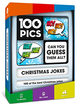 100 PICS Christmas Jokes Family Game - Secret Santa Stocking Fillers Xmas Gifts And Travel Card Games