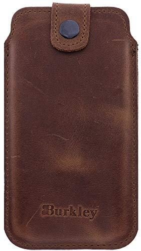 Burkley Handyhülle für iPhone 11 Pro Hülle Leder-Hülle kompatibel mit Apple iPhone 11 Pro - Rindsleder Case Pocket Sleeve (Antik Coffee)