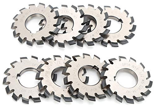 8 Uds Cortador de Fresado de Engranajes de Acero de alta Velocidad Cortadores de Engranajes Involucrados Herramientas de Corte 14,5 ° DiáMetro Interior 22mm DiáMetro Exterior 55mm
