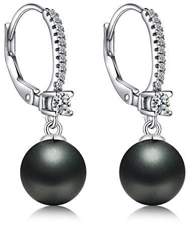 JiaYang Perlenohrringe Damen 925 Sterling Silber 18K Weißgoldvergoldung Hypoallergene Zuchtperlen Ohrringe | 4 Farben
