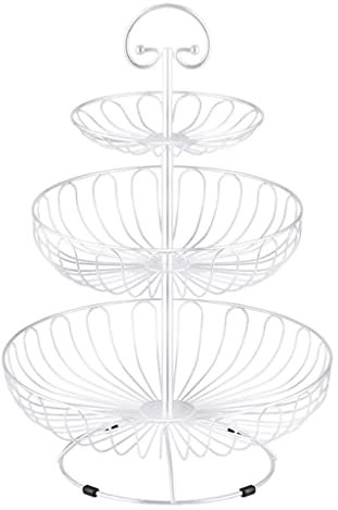 Corbeille Fruit Coupe a Fruit 3 Tier Fruit Basket Bowl Support for comptoir, Fruits légumes Fil Panier Porte-Organisateur, Porte-Fruits Amovible en métal avec poignée Panier à Fruit Porte Fruits
