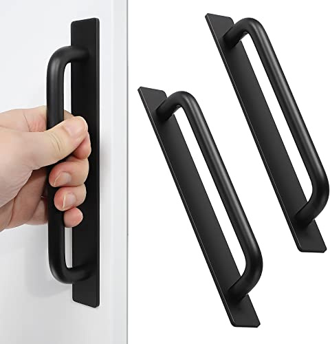 Young Dance 2pcs Aluminum Alloy Self-Stick Push Pull Handles for Cabinet Door Window Drawer (8.35, Black)