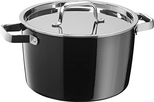WMF Fusiontec Aromatic Cooking Pot Large 24 cm, Lid with Condensation Nubs, Induction Casserole Pot 6.2 L, High-Tech Ceramic, Stackable, Scratch-Resistant, Black