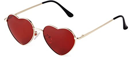 ADEWU Occhiali da Sole Vintage a Forma di Cuore, Occhiali da Sole Hippie a Forma di Cuore, Cerniera a Molla in Metallo Ultraleggero per San Valentino
