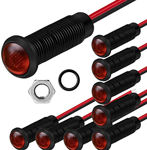Gebildet 10pcs LED Plastic Indicator Pilot Light AC/DC 12-24V Mounting Hole Size 6mm(Red)