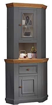 Woodroom Buffet Oslo in Kiefer massiv grau (BxHxT 104x214x69 cm), Eckanrichte