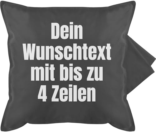 Kissenbezug - Aufdruck selbst gestalten - Wunschtext I Eigener Text I Custom Text - 50 x 50 cm - Grau - kissen zum selber drucken namenskissen personalisierte datum kuschelkissen beschriften
