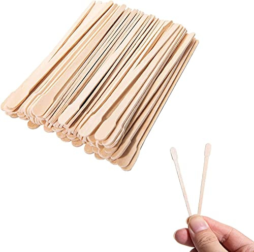 Bipra® Abaisse-langue en bois pour épilation à la cire, bois naturel, non stériles, spatules à sourcils, mini spatules (sourcils arrondis, 200 pièces)
