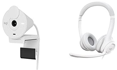 Logitech Brio 300 Webcam Streaming Full HD avec confidentialité, Micro à réduction de Bruit, USB-C, Certifié pour Zoom H390 Casque Filaire pour PC/Ordinateur Portable, Casque Stéréo