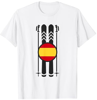 Bastones Esquís con Bandera de España Esquiadores Españoles Camiseta