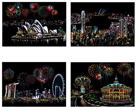SAFIGLE Kratzbild Sydney Opera House Für Erwachsene Kreatives Diy Bastelset Stressabbauendes Kratzpapier Lebendiges Motiv Geschenk Und Raumdekoration
