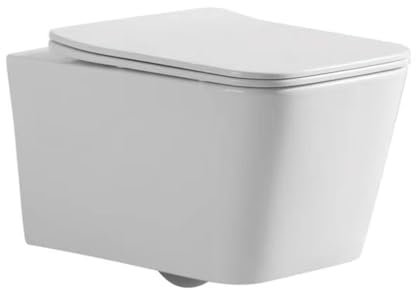 Novo BATH, Inodoro SUSPENDIDO, Wc Inodoro Balnco, Retrete para Hogar, Sistema RIMLESS ANTIBACTERIA, Tapa Dura Extrafina AMORTIGUADA, Salida Dual