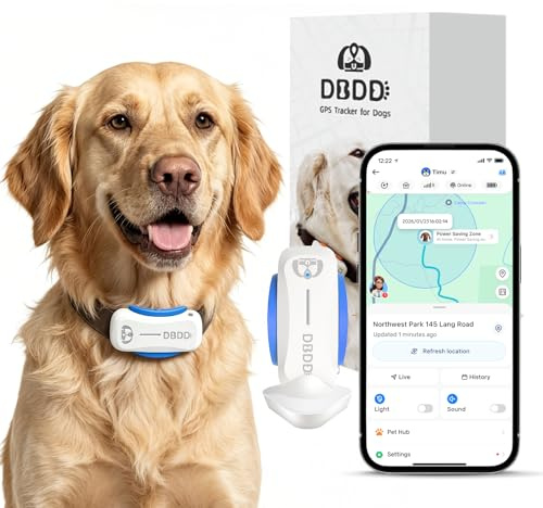 DBDD Localizzatore GPS per cani, impermeabile, con posizione in tempo reale, avvisi di fuga, monitoraggio attività, compatibile con iOS e Android, per cani fino a 18 kg (bianco)
