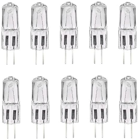 DLEDMOP 10er-Pack G4-Halogen-Glühbirnen 20 W 220 V Klare Kapsel 35 W 50 W 2-polige Glühbirne Halogen-Stiftsockel Warmweiß 2700K Dimmbar,20W,10 Stück