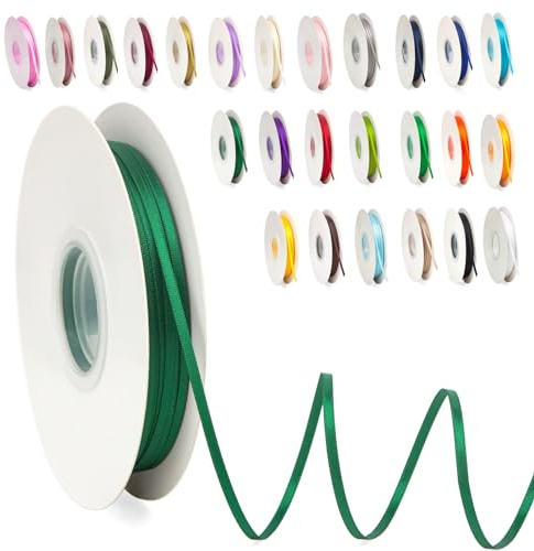 Satinband Dunkelgrün 3mm,91m Satinbänder Schleifenband Dekoband Doppelseitig Geschenkband Geschenkverpackung Bänder zum Luftballons Blume Handgefertigt Wide Satin Ribbon 0.3CM for Wedding Car