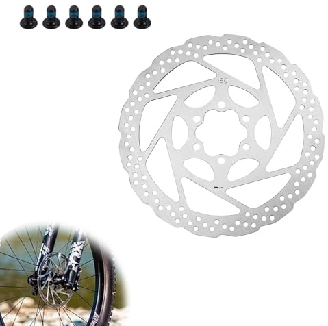 0XBIT 160mm Frein a Disque VTT, Frein a Disque VTT en Acier Inoxydable 1CR13, Disque de Frein de Vélo à 6 Trous, Espacement Relatif des Trous 44mm, Convient aux VTT et Vélos de Route