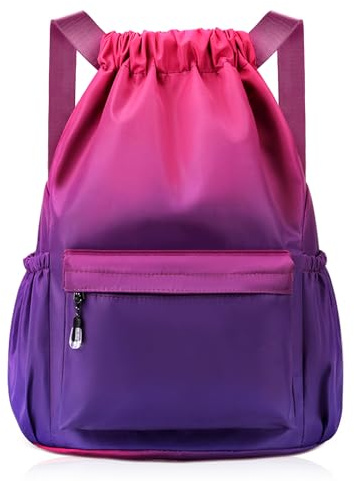 flintronic Drawstring Backpack, Waterproof Sports Backpack, Large Sports Gym Bag With Shoe Compartment and Water Bottle Mesh Pockets, for Sports School Beach Holidays Swimming Travel