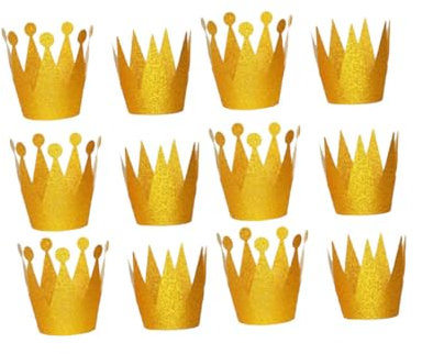 BCOATH 12stücke Goldene Geburtstagskronen Haarschmuck Party-accessoires in Kronenform Mit Seil Für Geburtstagsfeiern Und Partys Kleinkindkronenhut Geburtstags-tiara