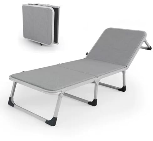 Feldbett Klappbar Extra Breit mit Rädern 6-fache Verstellung Der Rückenlehne, Gästebett Klappbar Platz Sparen, Tragfähigkeit 250 kg