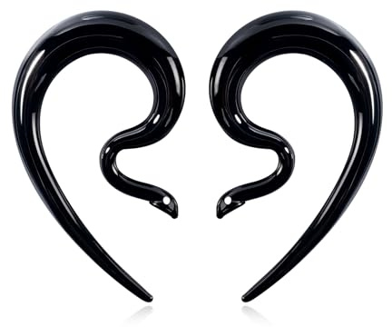 Longbeauty 1 Paar Ohr Glas Spiral Taper Ohr Expander Dehnspirale Dehnungsschnecke Twist Dehnsichel Ohr Piercing Schmuck, Stil D, 6MM