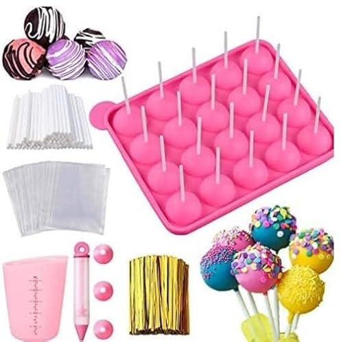Miawtro Cake Pop Mould, Candy Making Kit Including 20-Hole Cake Pop Moulds and 15-Hole Display Stand Measuring Cup and Wrappers for Lollipop Moulds,Cake Pop Kit