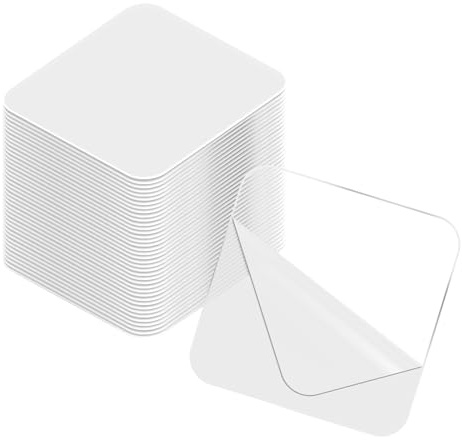 Trinkrittey 120 Pcs Double Sided Sticky Pads Heavy Duty Clear Tape 2.2inch Adhesive Pads for Mounting Adhesive Poster Tape for Metals Papers Door Glass Wood Wall Hanging Carpet Fixing