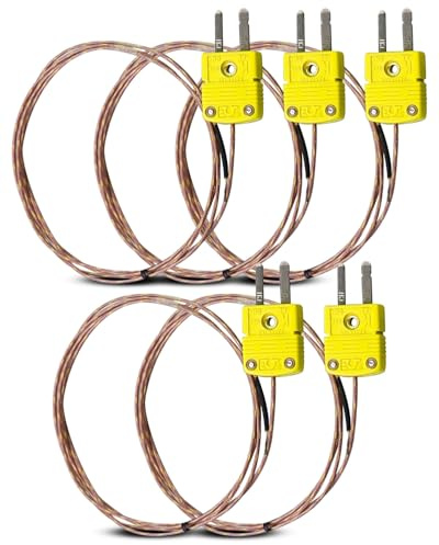 5Pcs K Type Mini-Connector Thermocouple Temperature Probe Sensor, 1 Meter Long Temperature Sensing Line, Measure Range -50°C~482°C (-58°F~899°F)