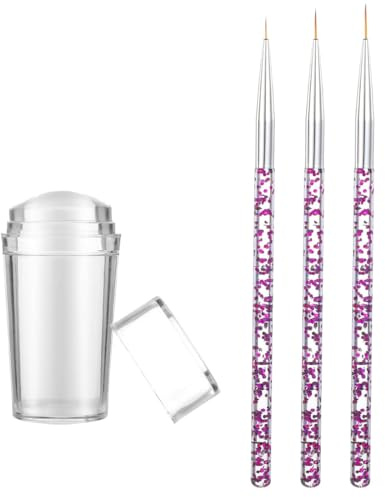 WUSJCOF Transparenter Nagelstempel Clear Nail Stamper mit Silikon Schaber, French Tip Silikon Jelly, Nail Art Liner Pinsel & Nail Pen Brushes für DIY Nail Art (Clear)