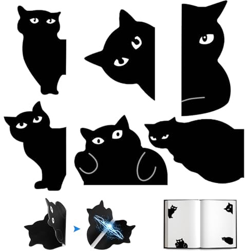 6 Stück Magnetische Lesezeichen, Cute Süß Katzen Lesezeichen, Katzen Magnet Seiten Markierungen, Kreative Lesezeichen, für Katzenliebhaber, Frauen, Lehrer, Studenten, Buchliebhaber