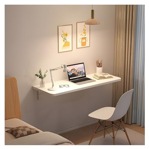 Platzsparender Wandklapptisch, Wandtisch, Schreibtisch zur Wandmontage für kleine Räume, ideal für Waschküche, Büro, Garage, Keller & Küche - Weiß (60 x 40 cm)