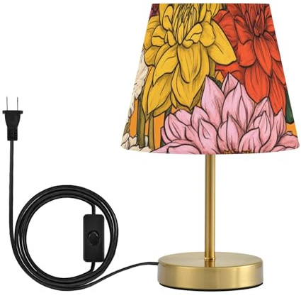 Flowers Gardenia Gladiolus Orange Table Lamp 3 Lighting Modes Patio Table Lamp with Shade for Bedroom, Living Room, Kid's Room, Bulb Included