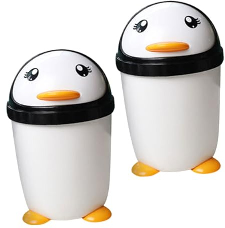 DOITOOL Bidone Spazzatura Pinguino 2 Pezzi Pp con Coperchio a Swing