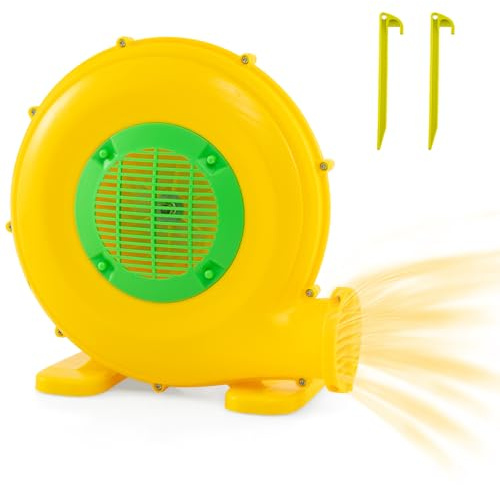 GOPLUS Souffleur Electrique Gonflable, Ventilateur pour Structures Château Gonflable 4 Piquets de Sol, Poignée Pratique, pour Château Gonflable, Toboggans, Parc Aquatique Gonflable (750W)