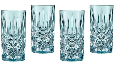 Nachtmann Longdrinkgläser Set 395 ml, 4 Stück, Aqua, Noblesse, 105710B, Cocktailgläser aus Kristallglas, Trinkgläser spülmaschinenfest