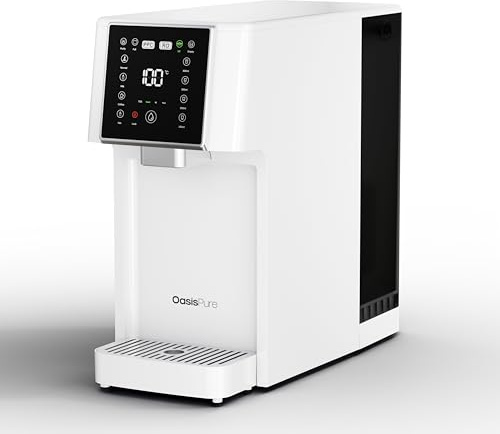 OasisPure Flex Osmoseanlage Trinkwasser Auftisch | Umkehrosmoseanlage mit 6L Wassertank | Heißwasserspender | 4 Temperaturstufen | Osmose Wasserfilter | Kalkfilter für Küche Büro Wohnmobil
