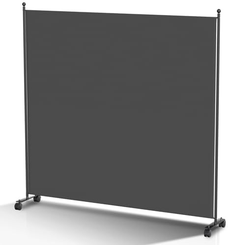 ISOISL Paravent, Raumteiler klappbar auf Rollen 1-teilig 187×181 cm, Wetterfester Paravent für Büro Garten Balkon Terrasse innen- Anthrazit