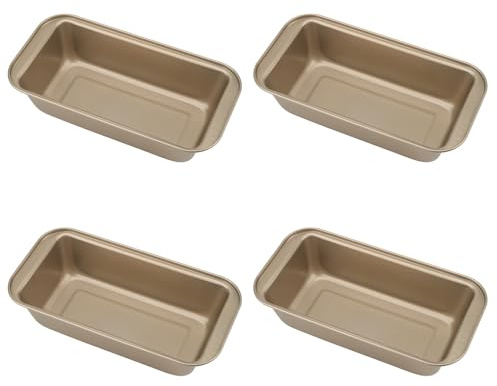NGOSUET 4 stycken rektangulära brödformar av kolstål, non-stick-belagd brödform, brödform för bakning av kakor, desserter, rostat bröd, 25 x 12,5 x 6,5 cm