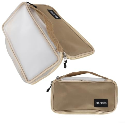Yhenlovtt Sac à couverts en tissu Oxford avec pochette de drainage pour camping, randonnée, pique-nique, barbecue, ustensiles de cuisine, étui de rangement en marron ou kaki (kaki)