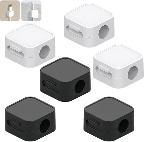 Zpeiran 6 Pack Magnetic Cable Clips,Adjustable Self-Adhesive Cord Holders for Phone Charger, USB, Audio Cables Desk, Wall & Car Wire Organiser